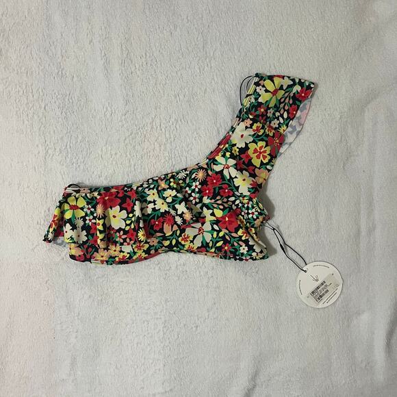 Lost + Wander (S) "Lush Adventure" Floral Ruffle One Shoulder Bikini Swim Top - Picture 6 of 9
